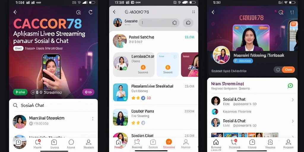 Antarmuka CACOR78 menampilkan fitur Live Streaming yang interaktif dan user-friendly.