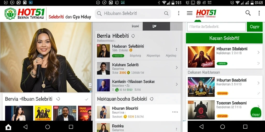 Tampilan antarmuka HOT51 yang modern dan informatif untuk berita selebriti.