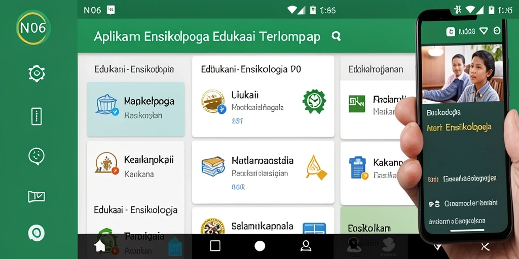 Tampilan antarmuka N06 dengan berbagai informasi ensiklopedia.