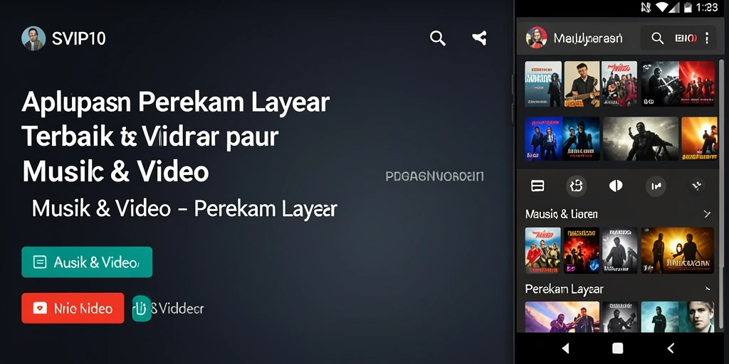 Tampilan antarmuka utama SVIP10 saat merekam layar ponsel.