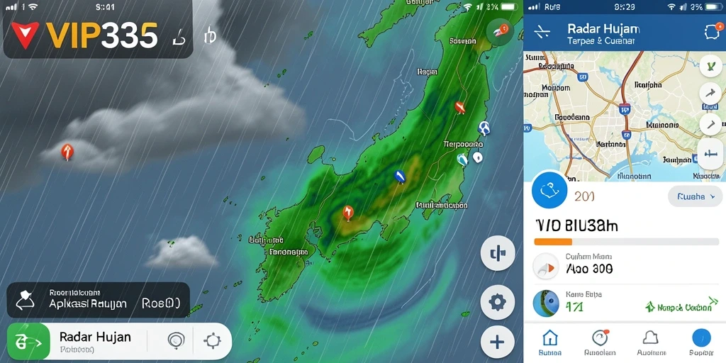 Antarmuka VIP333 menampilkan peta radar hujan dengan data terkini.