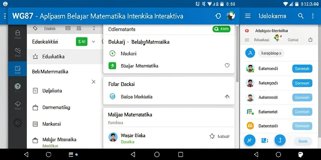 Antarmuka menarik aplikasi Belajar Matematika WG87.
